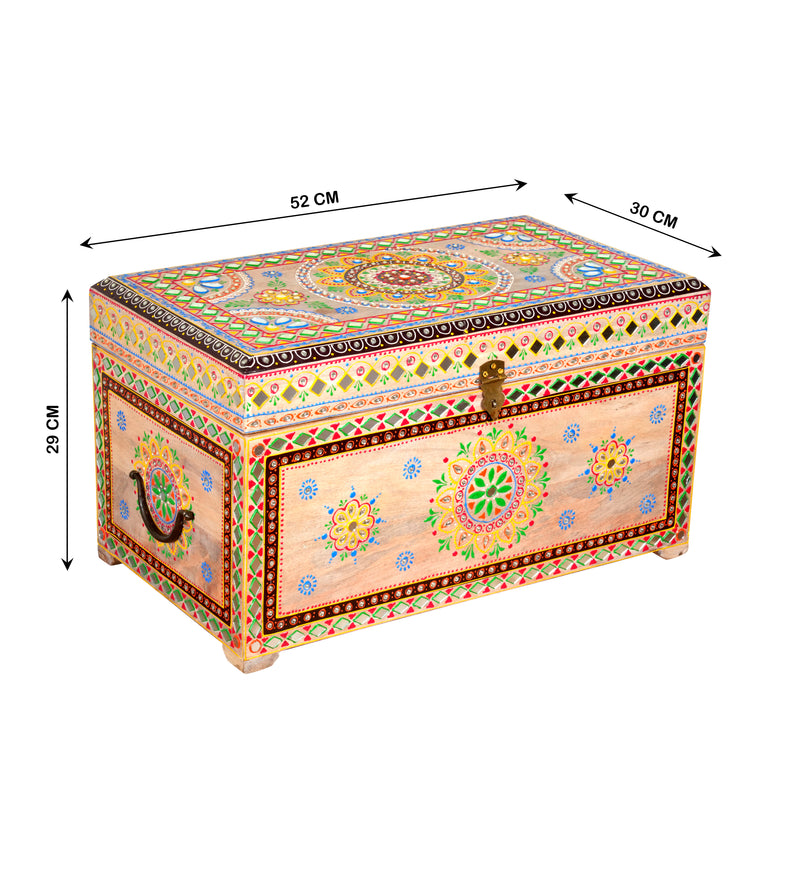 Handcrafted Rajasthani Wooden Storage Box – Vibrant Painted Motifs