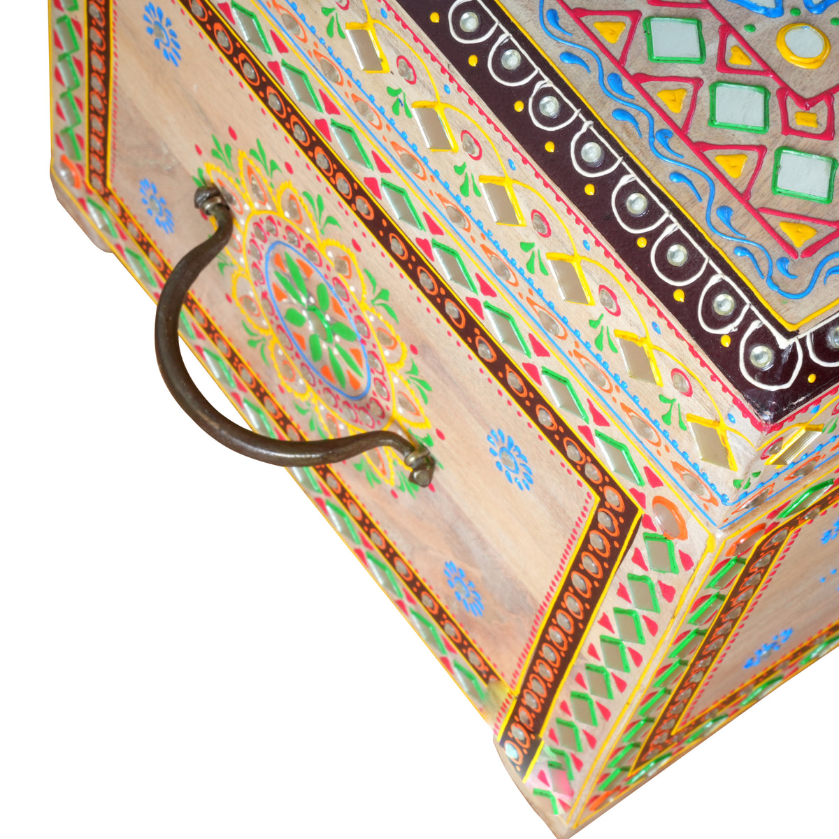 Handcrafted Rajasthani Wooden Storage Box – Vibrant Painted Motifs