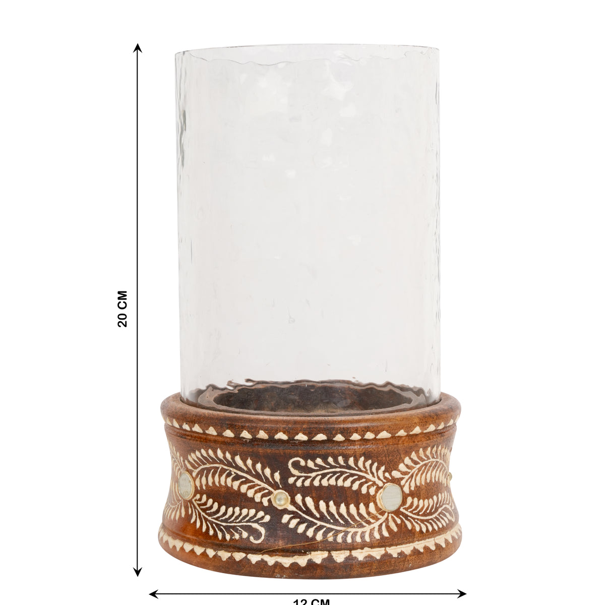 Handcrafted Rajasthani Wooden and Glass Candleholder – Elegant Illumination