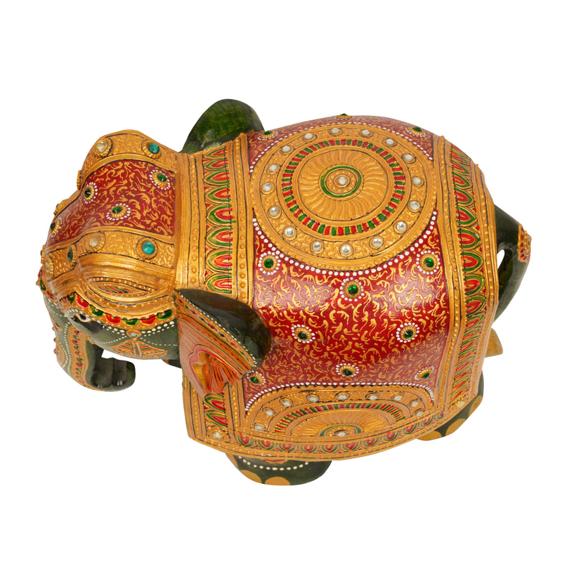 Handcrafted Painted Elephant Figurine – Traditional Indian Art and Craft