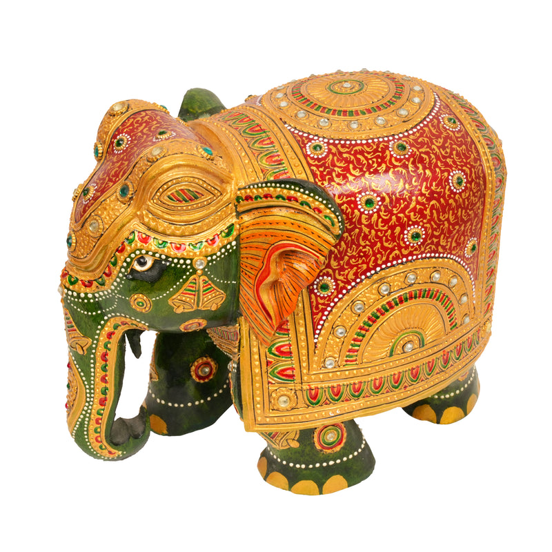 Handcrafted Painted Elephant Figurine – Traditional Indian Art and Craft