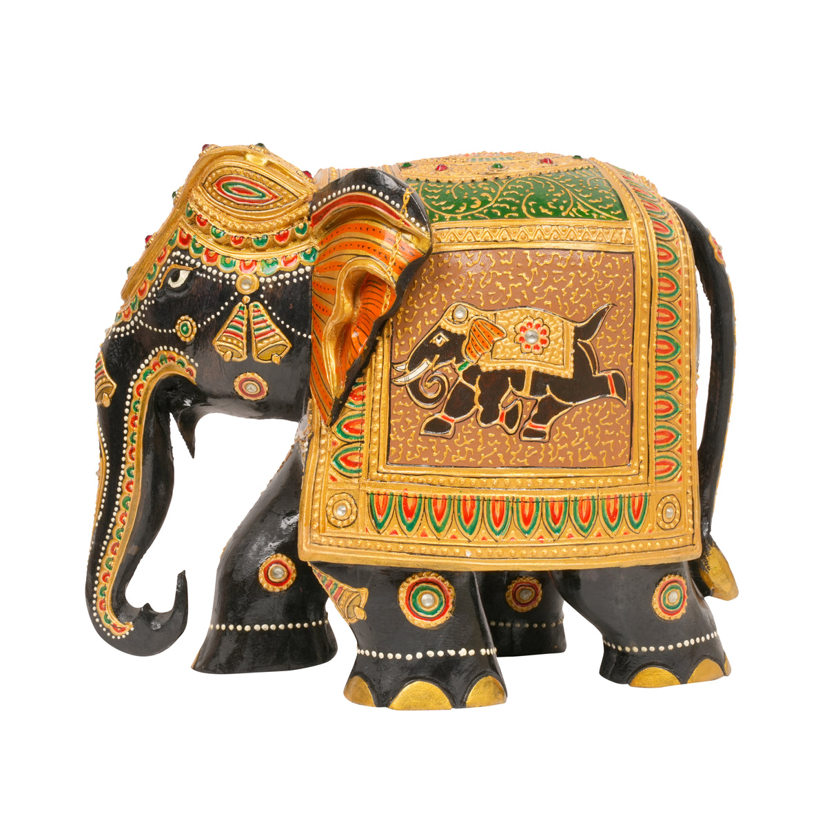 Handcrafted Painted Elephant Figurine – Traditional Indian Art and Craft
