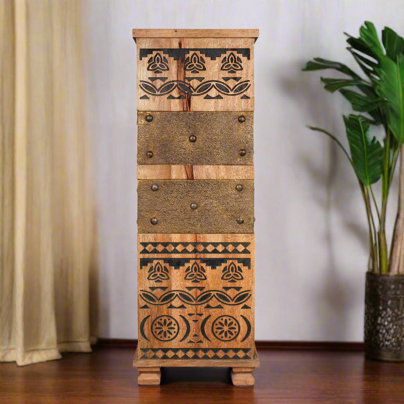 Tara Pillar - Handcrafted Tall Mango Wood Accent Stand