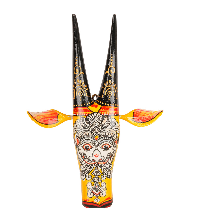 Hand-Painted Wooden Bull Head - Large