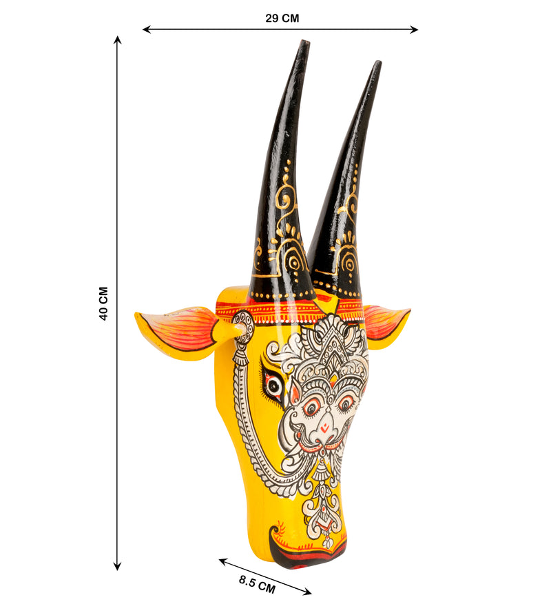 Hand-Painted Wooden Bull Head - Large