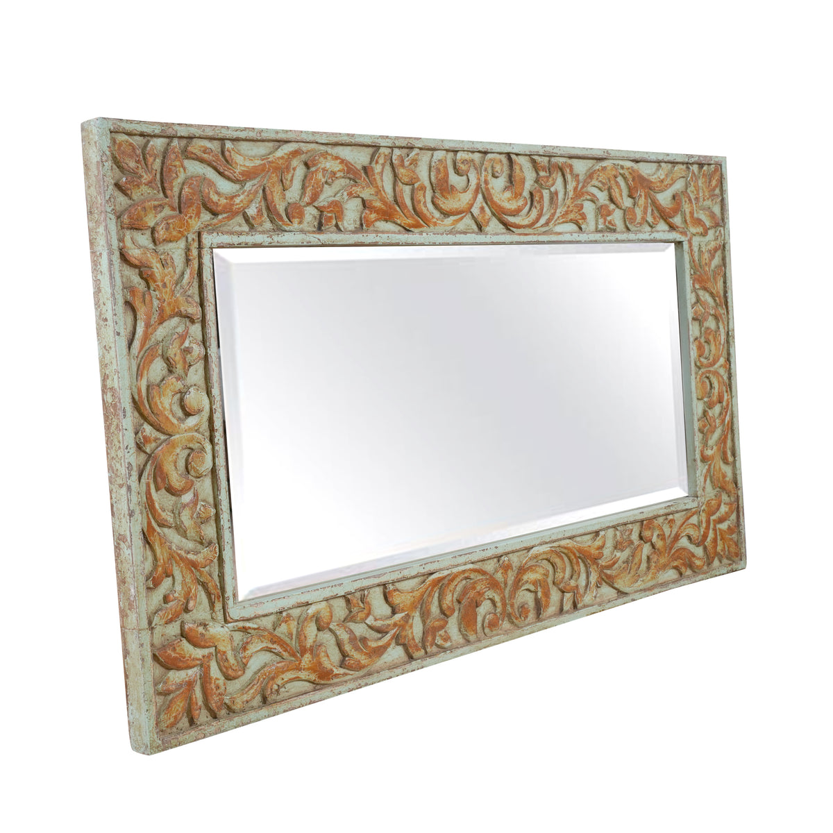 Vintage Kanaka Mirror - Gold-Toned Hand-Carved Wooden Mirror Frame