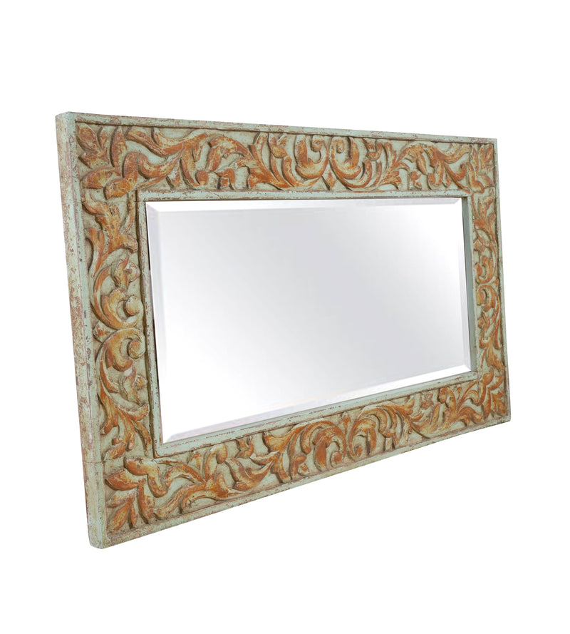 Vintage Kanaka Mirror - Gold-Toned Hand-Carved Wooden Mirror Frame