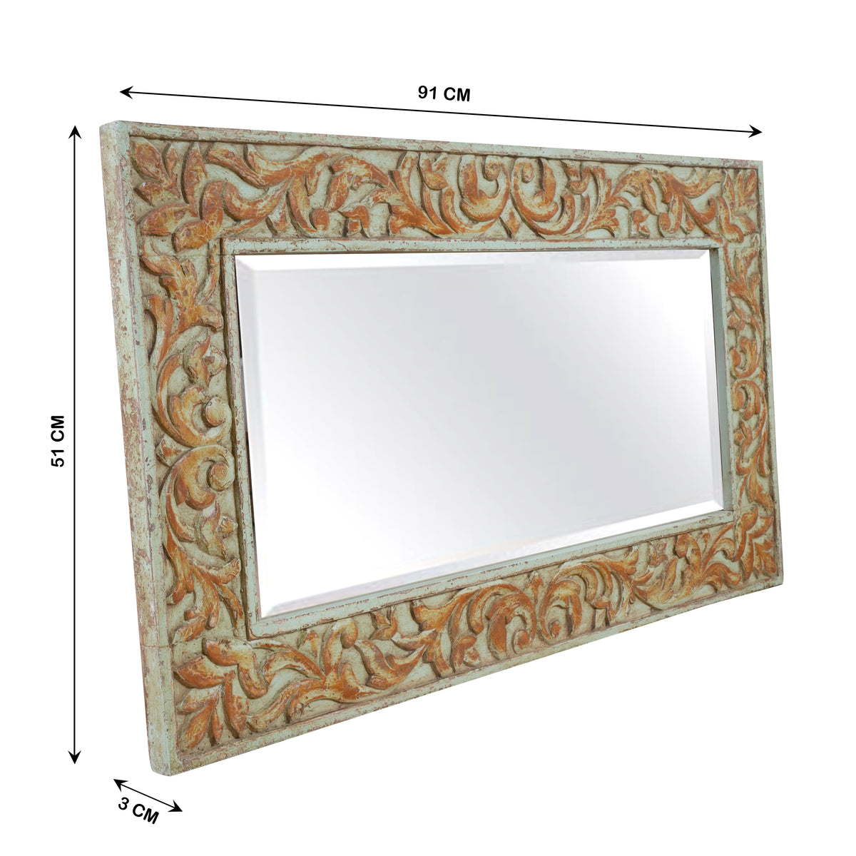 Vintage Kanaka Mirror - Gold-Toned Hand-Carved Wooden Mirror Frame