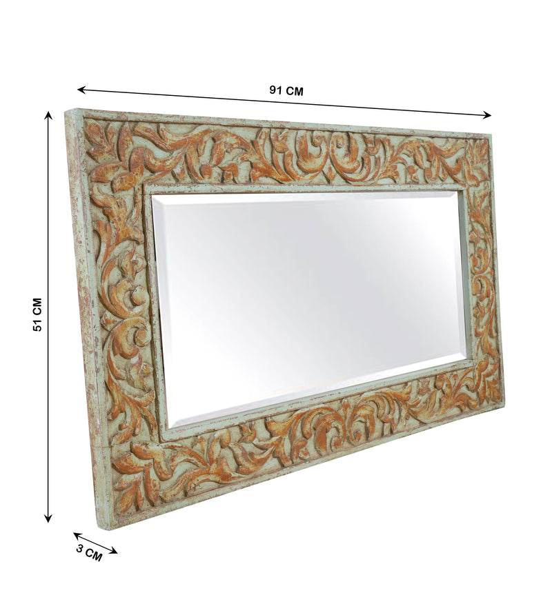 Vintage Kanaka Mirror - Gold-Toned Hand-Carved Wooden Mirror Frame