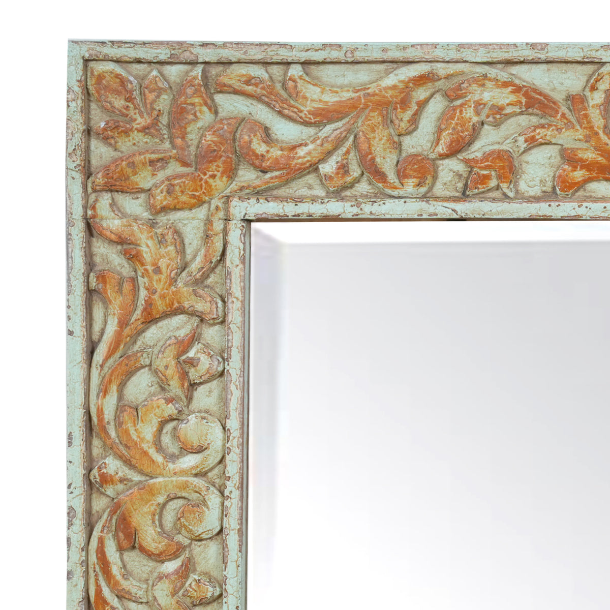 Vintage Kanaka Mirror - Gold-Toned Hand-Carved Wooden Mirror Frame