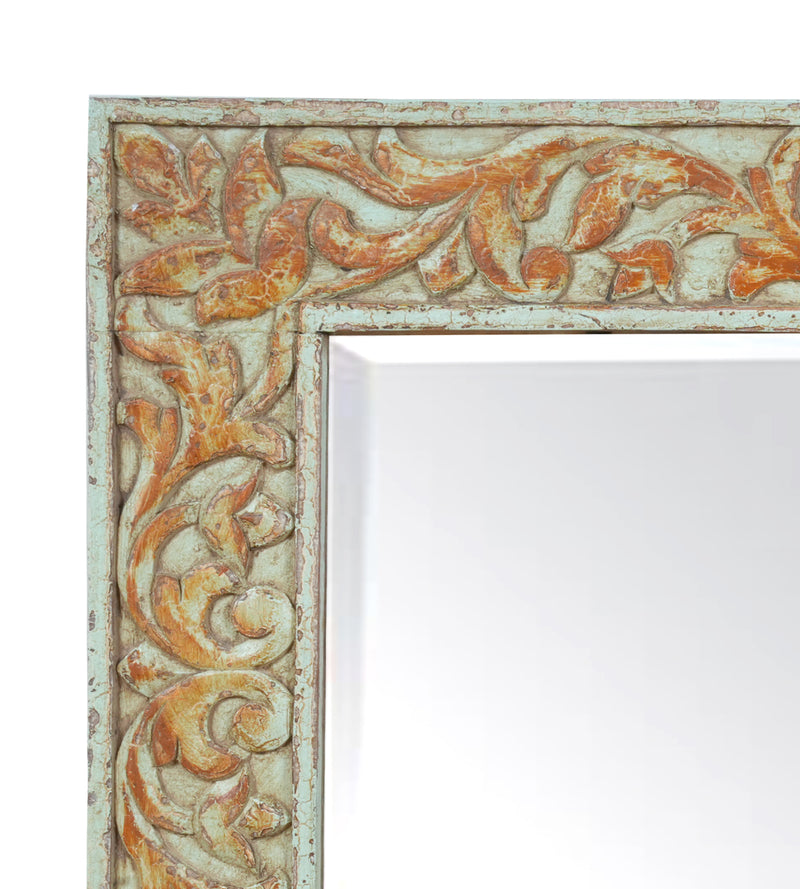 Vintage Kanaka Mirror - Gold-Toned Hand-Carved Wooden Mirror Frame