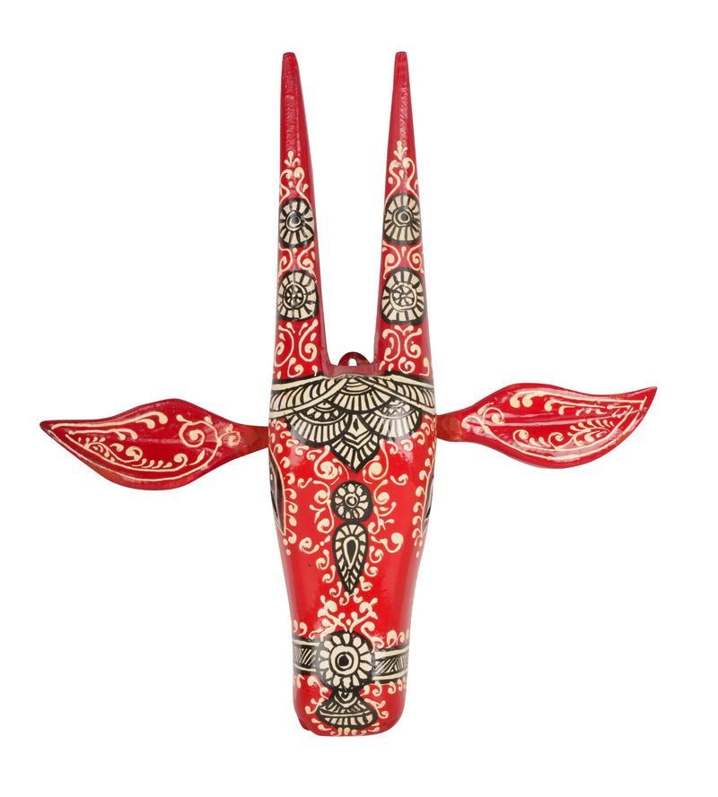 Handcrafted Wooden Bull Head Décor - Small