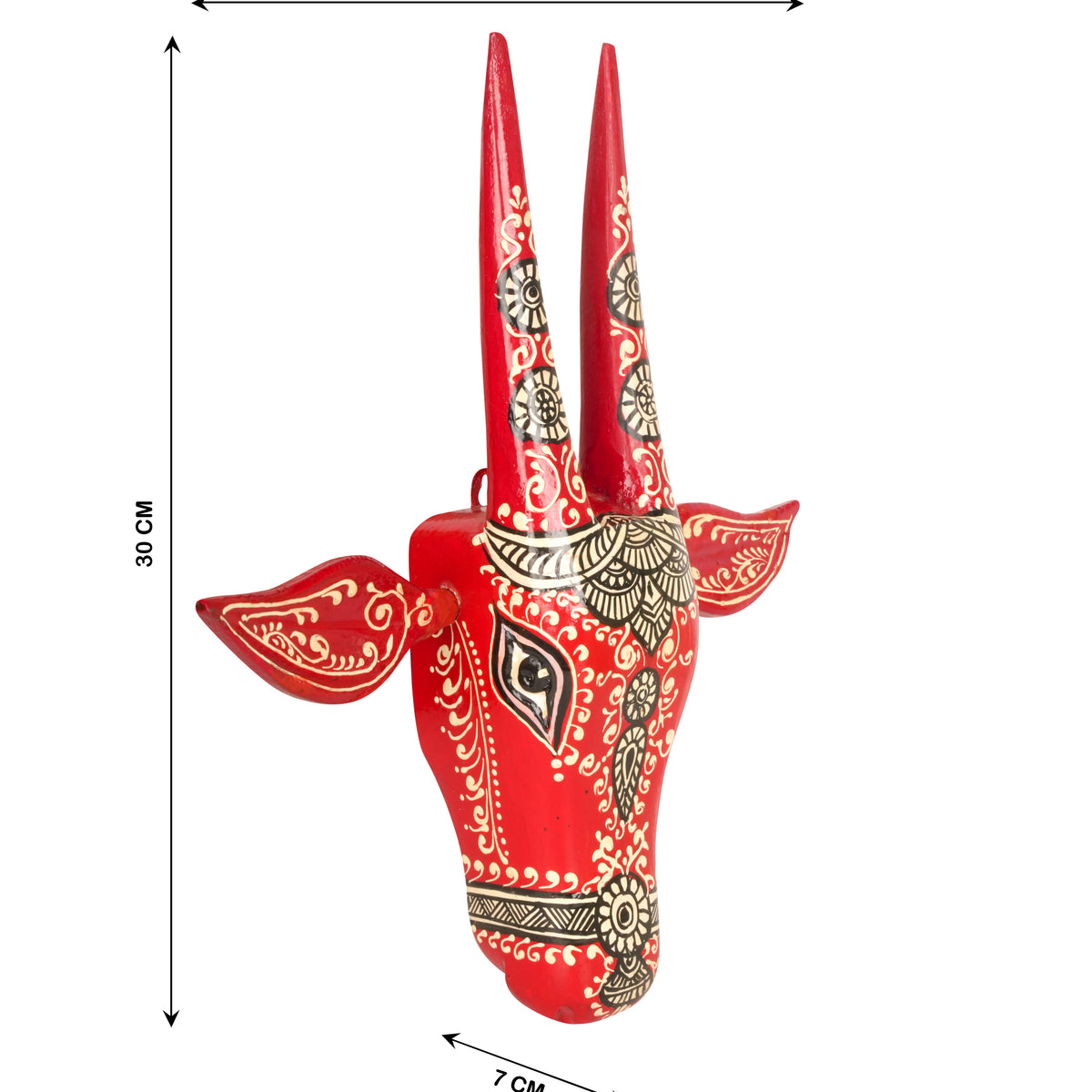 Handcrafted Wooden Bull Head Décor - Small
