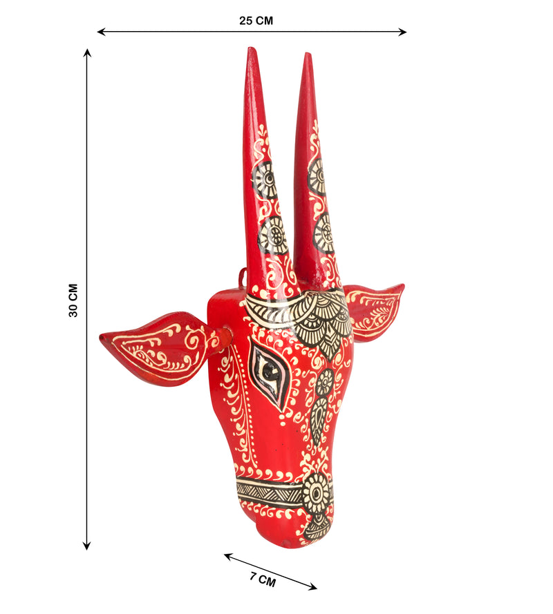 Handcrafted Wooden Bull Head Décor - Small