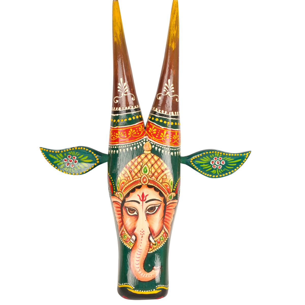 Hand-Painted Wooden Bull Head - Large