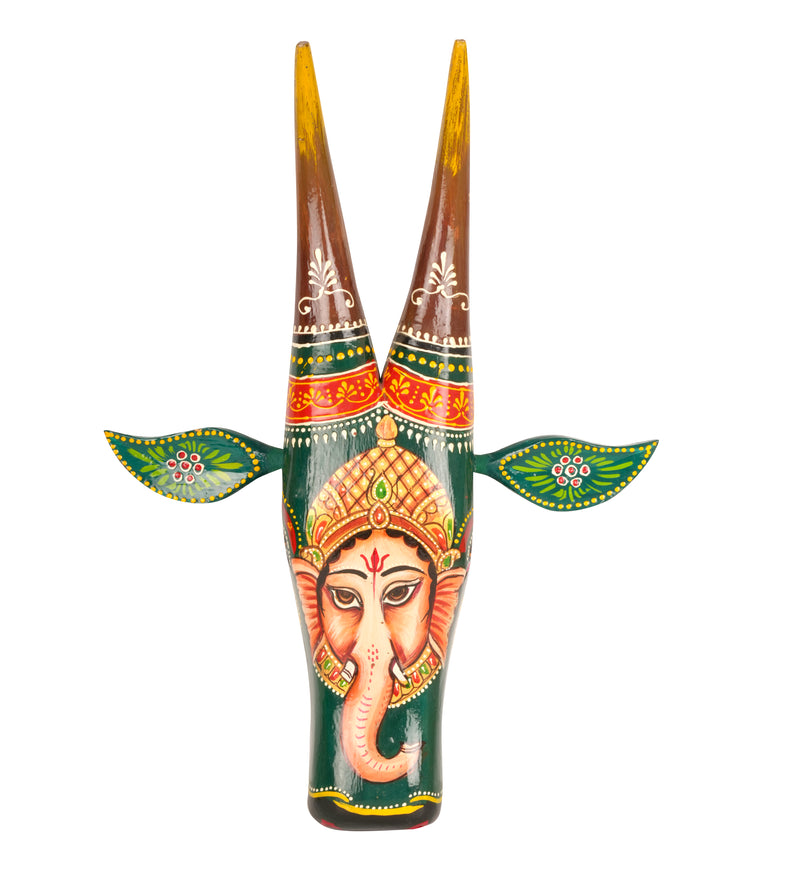 Hand-Painted Wooden Bull Head - Large