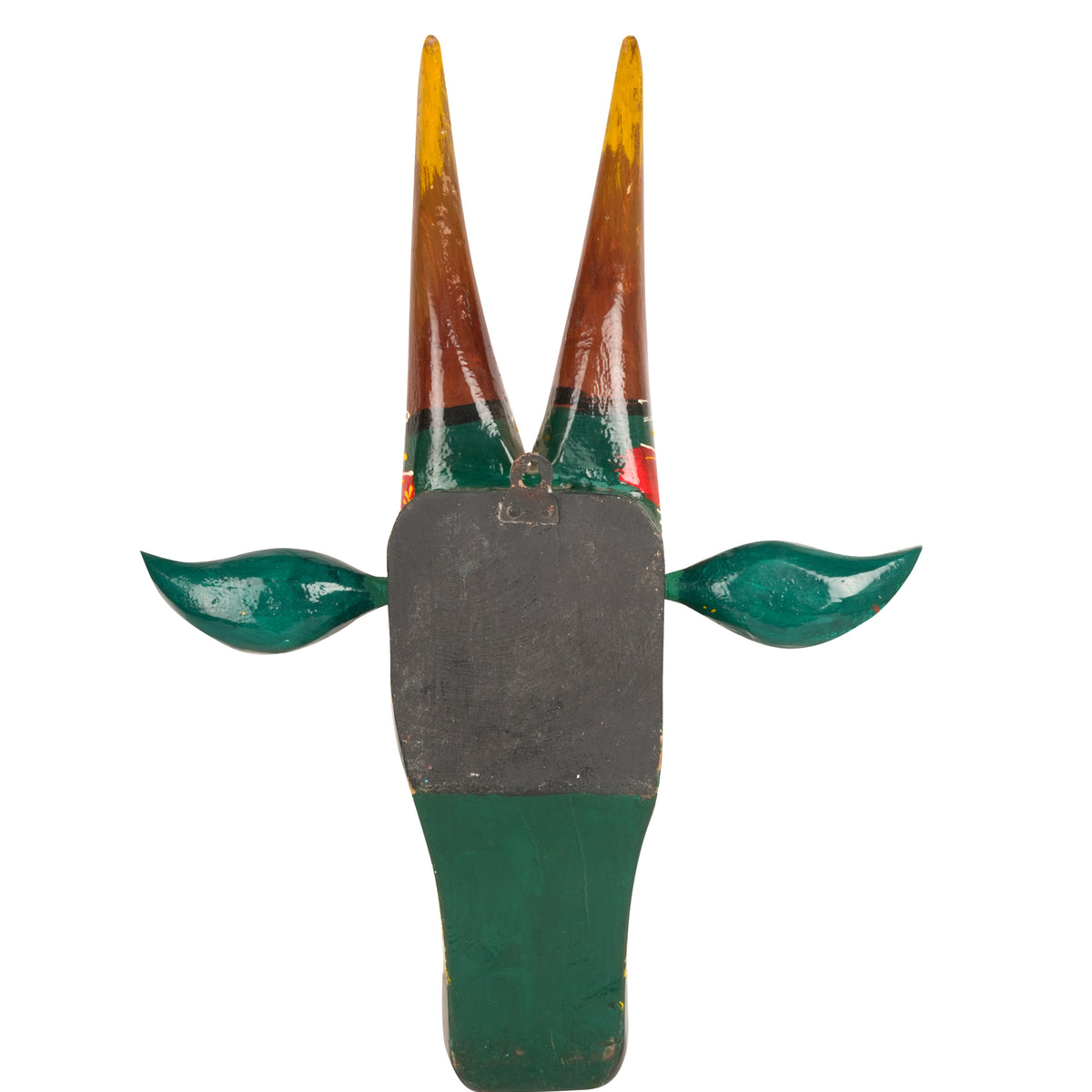 Hand-Painted Wooden Bull Head - Large