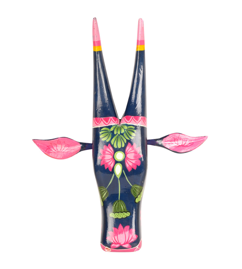 Hand-Painted Wooden Bull Head - Large