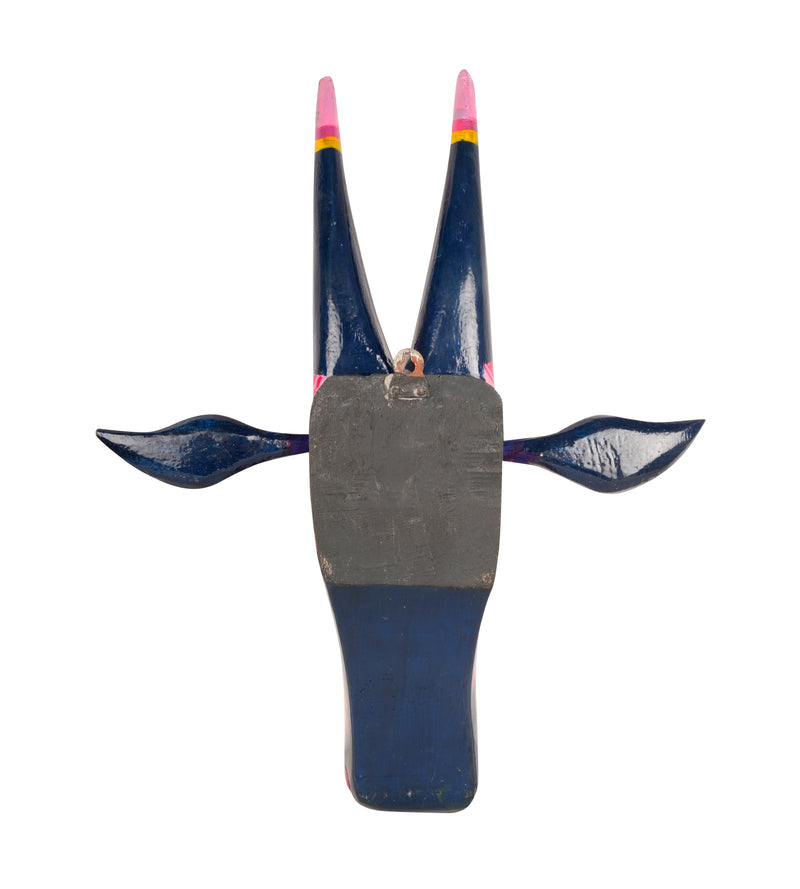 Hand-Painted Wooden Bull Head - Large