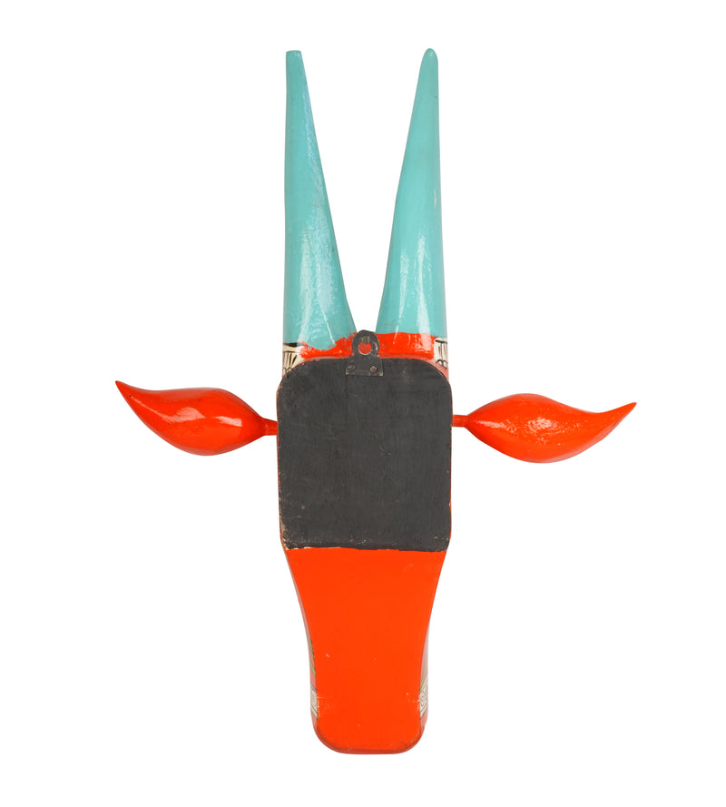 Hand-Painted Wooden Bull Head - Large