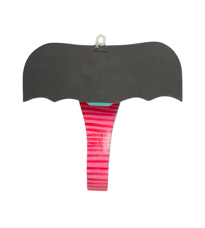 Folk Art Wooden Handpainted Elephant Head - Small