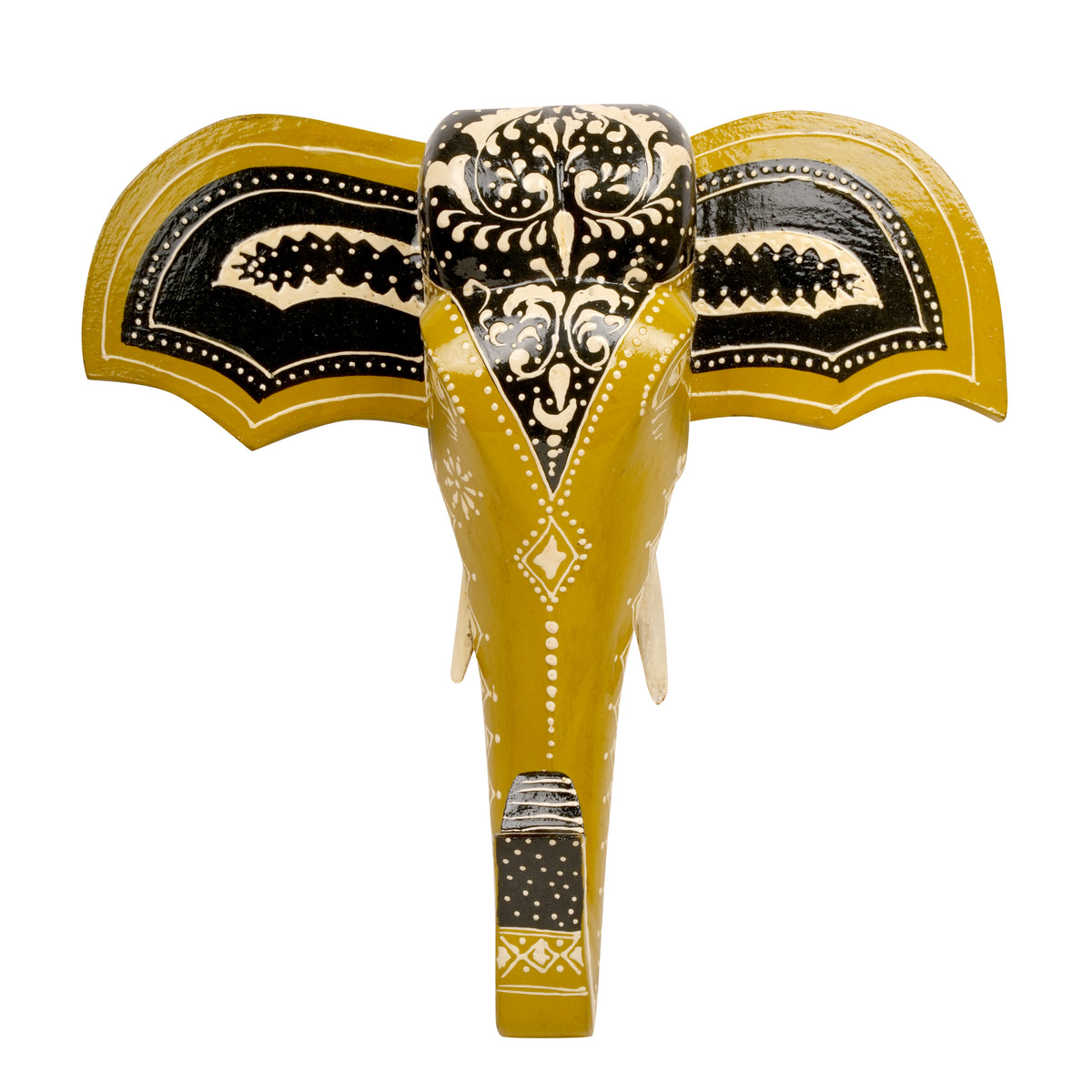 Vibrant Handpainted Wooden Elephant Mask - Large