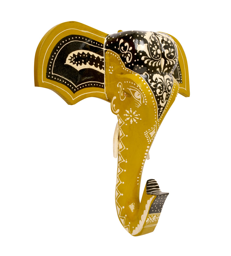 Vibrant Handpainted Wooden Elephant Mask - Large