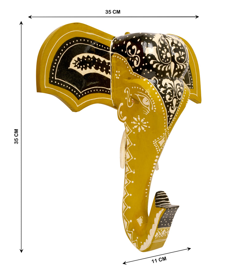 Vibrant Handpainted Wooden Elephant Mask - Large