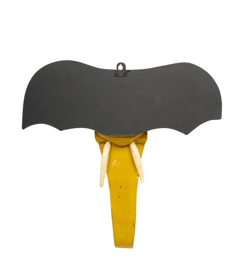 Vibrant Handpainted Wooden Elephant Mask - Large