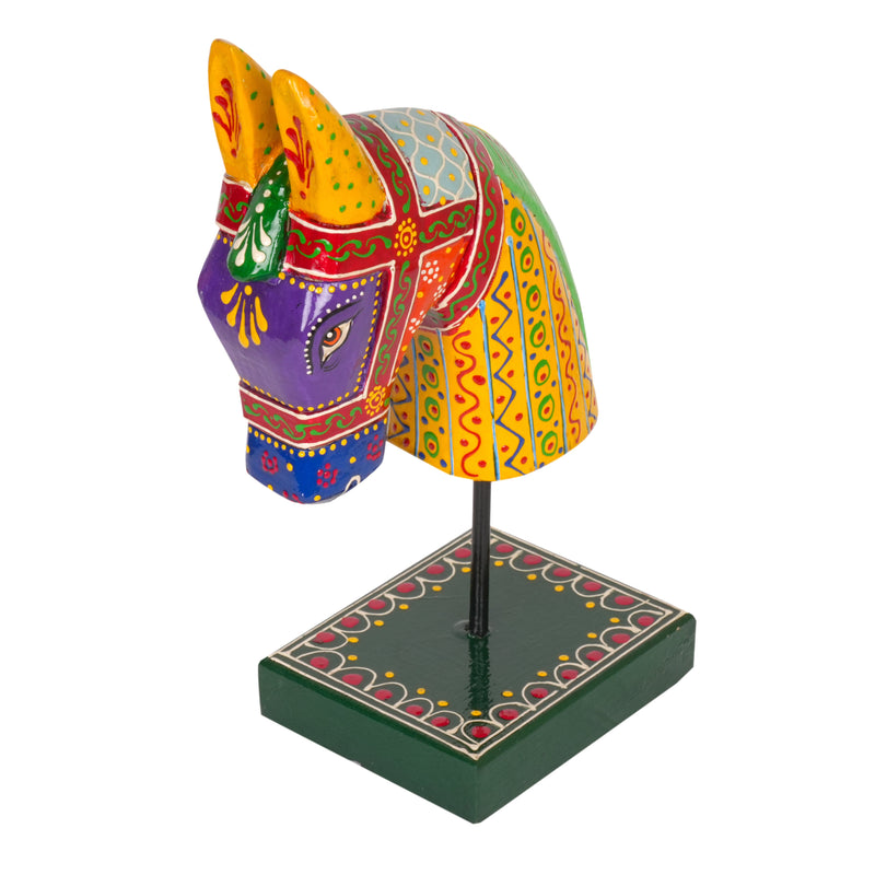 Hand-Painted Wooden Horse Head Sculpture