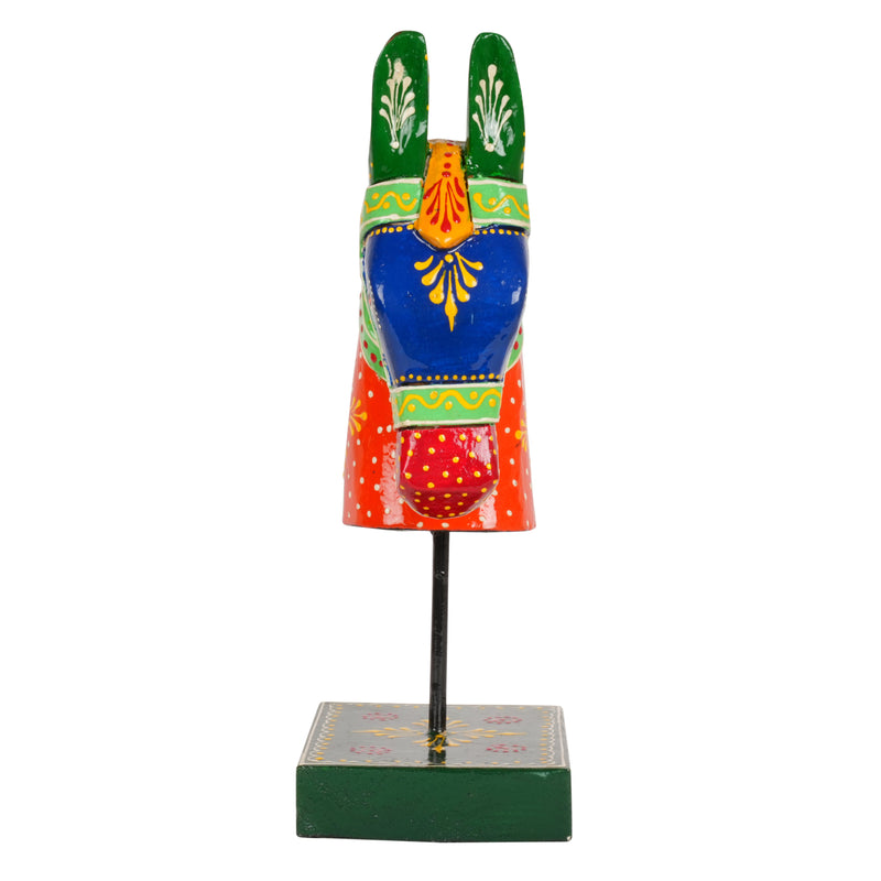 Hand-Painted Wooden Horse Head Sculpture