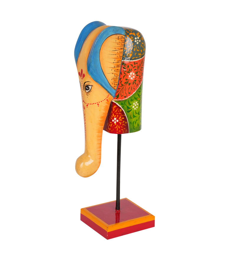 Hand-Painted Wooden Elephant Sculptures