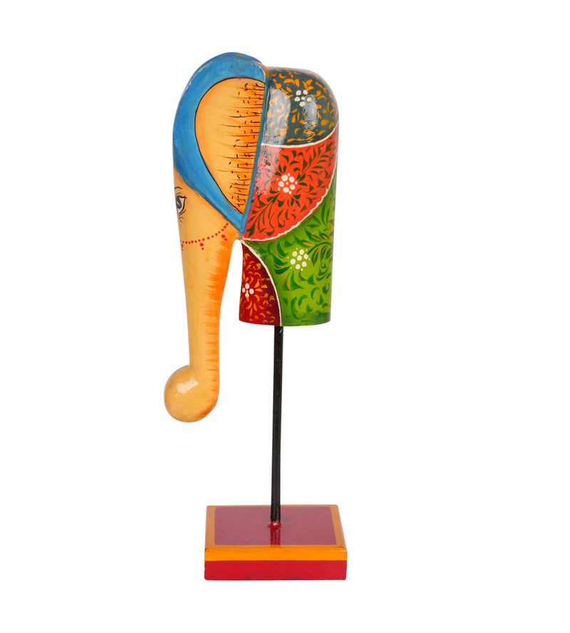 Hand-Painted Wooden Elephant Sculptures