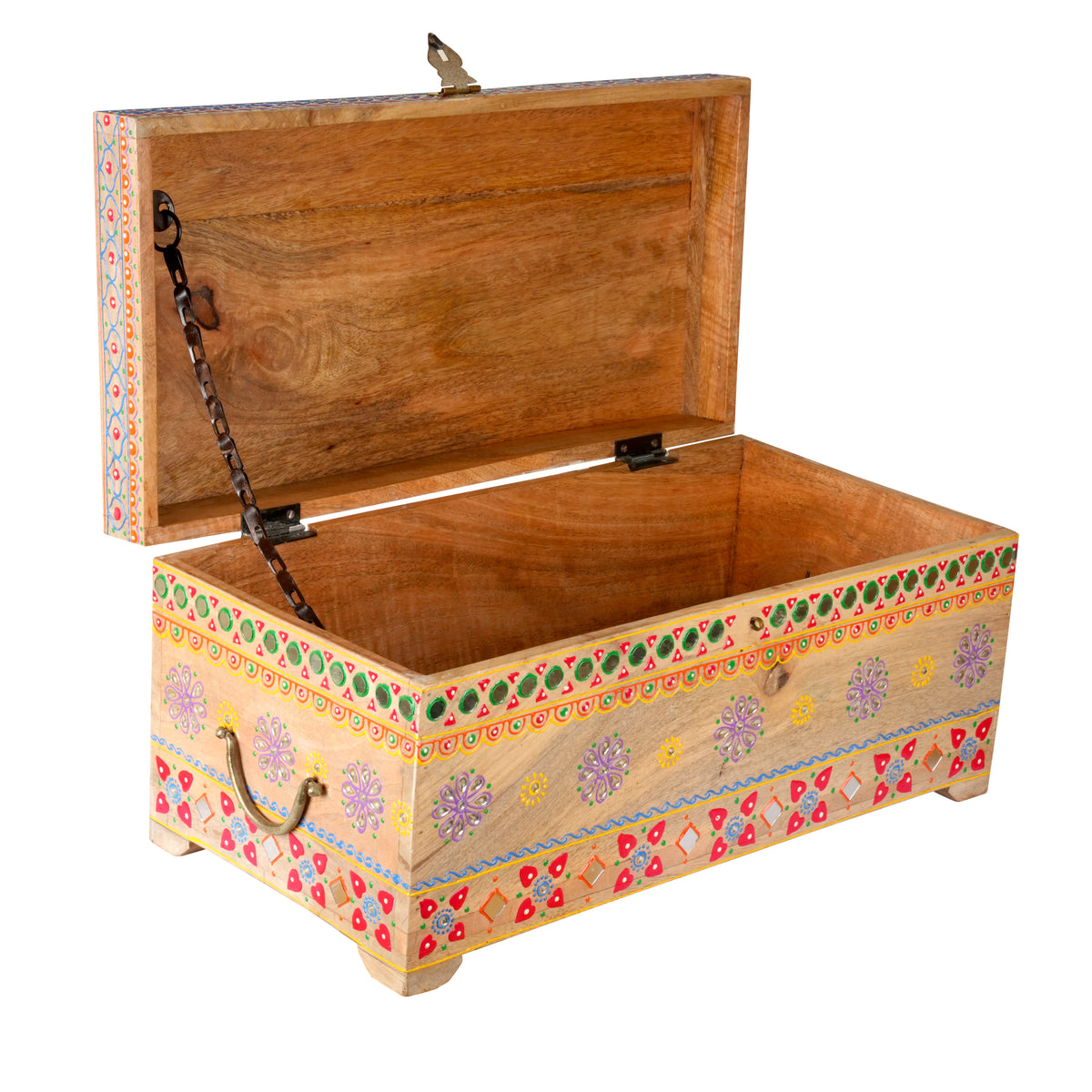 Handcrafted Rajasthani Wooden Storage Box – Vibrant Painted Motifs