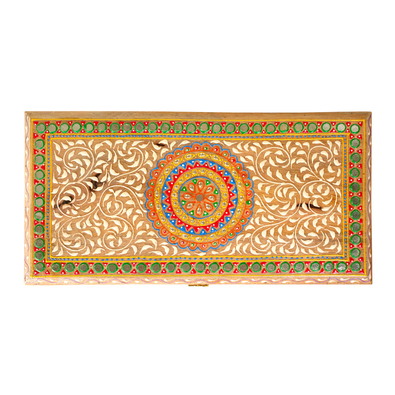 Handcrafted Rajasthani Wooden Storage Box – Vibrant Painted Motifs