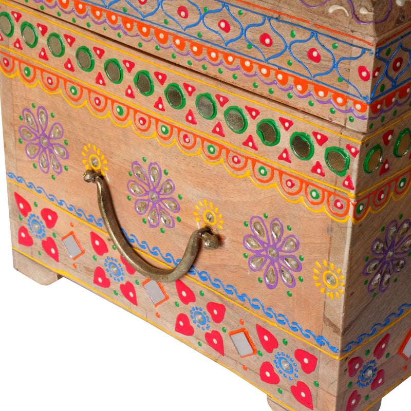 Handcrafted Rajasthani Wooden Storage Box – Vibrant Painted Motifs