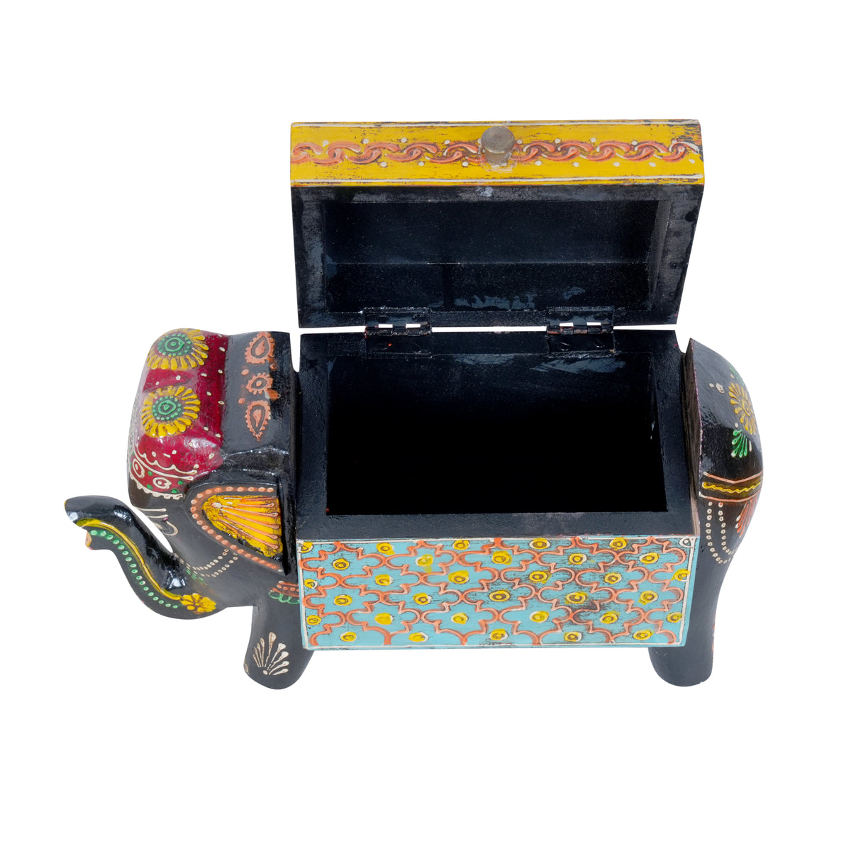 Hand-Painted Wooden Elephant Trinket Box
