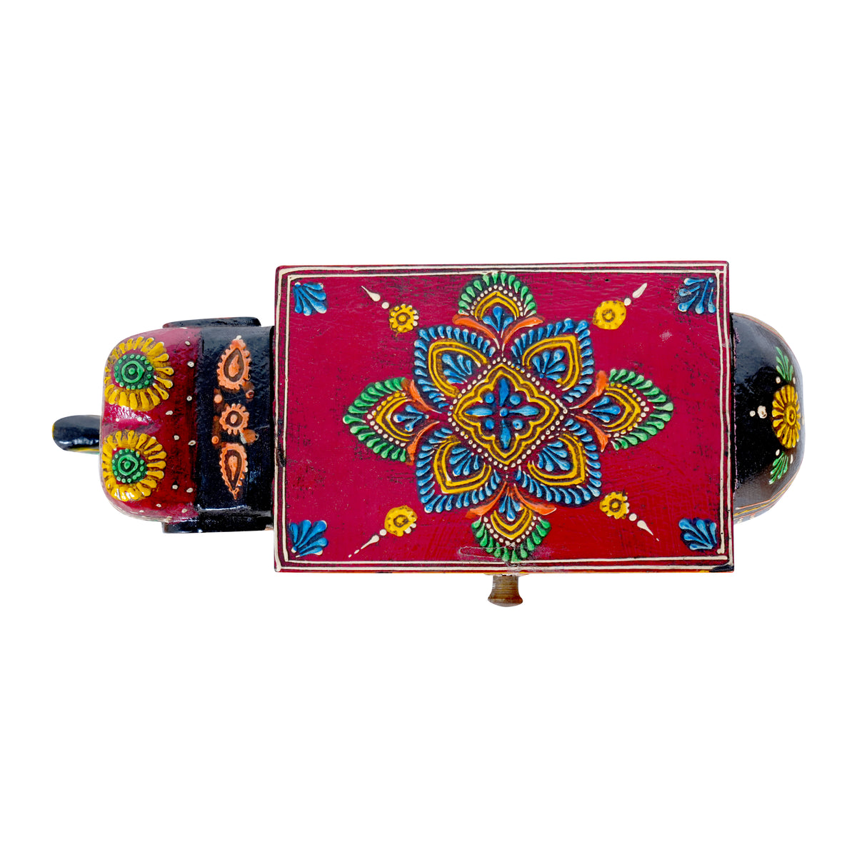 Hand-Painted Wooden Elephant Trinket Box