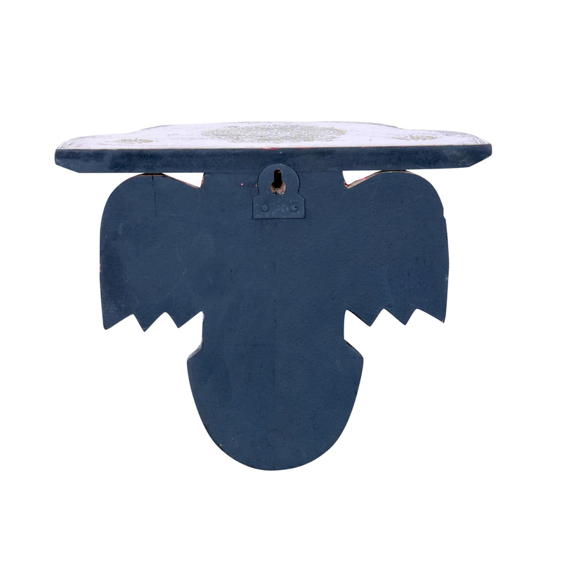 Hand-Painted Wooden Elephant Wall Bracket and Shelf