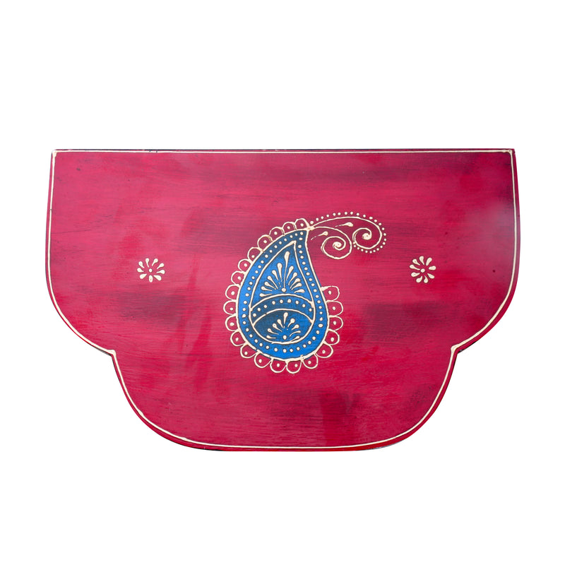 Hand-Painted Wooden Peacock Wall Bracket and Shelf