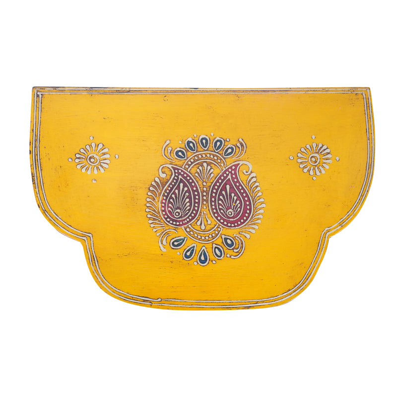 Vibrant Hand-Painted Wooden Elephant Wall Shelf with Hook