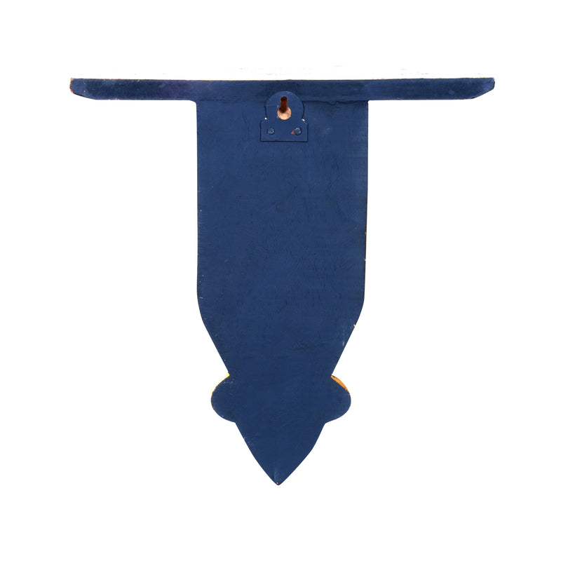 Vibrant Hand-Painted Wooden Elephant Wall Shelf with Hook