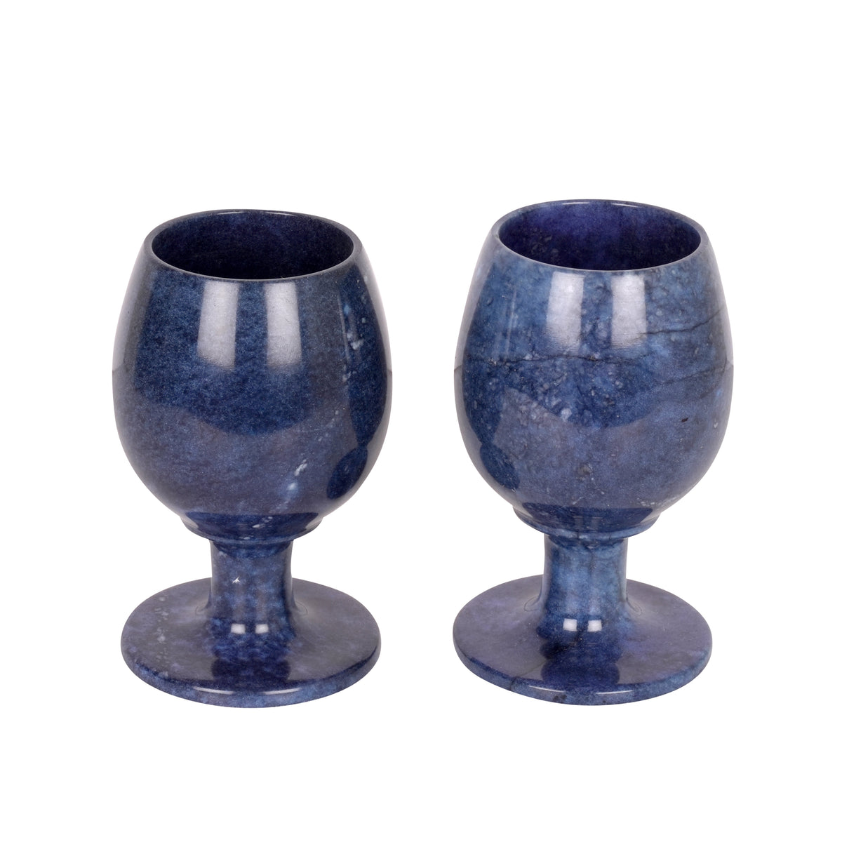 Set of 2 Handcrafted Blue Onyx Goblets with Smooth Polished Finish – Decorative & Functional Drinkware
