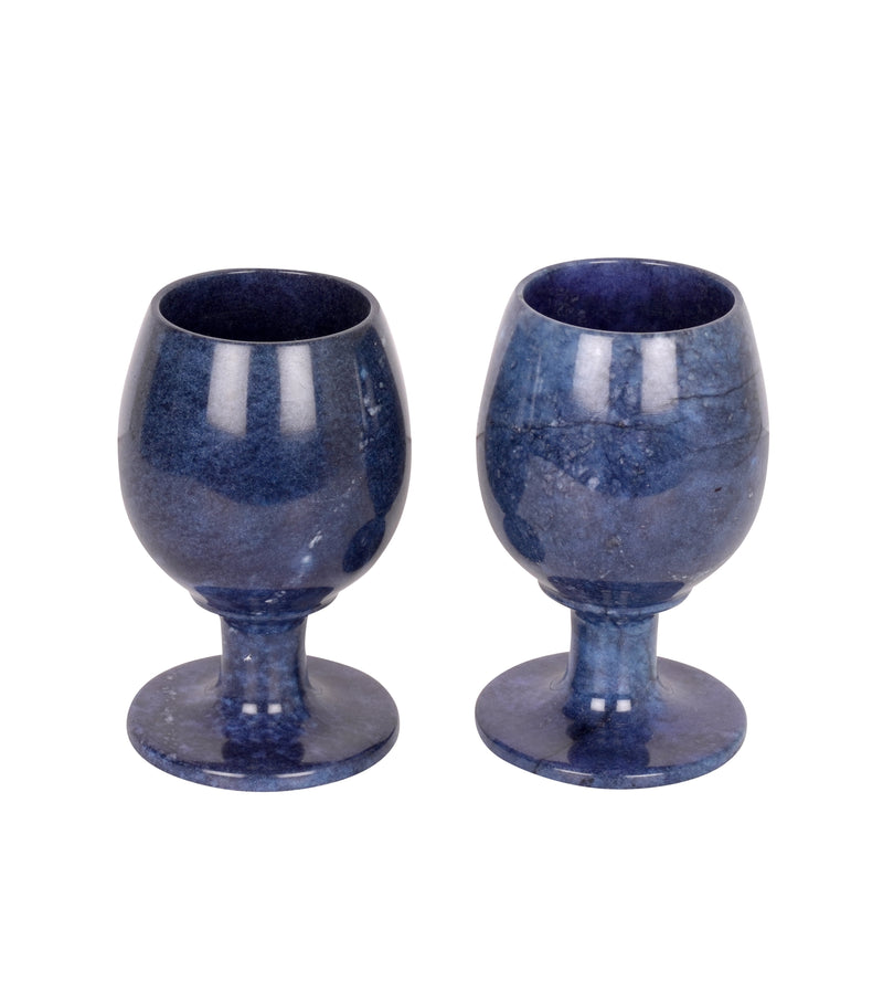 Set of 2 Handcrafted Blue Onyx Goblets with Smooth Polished Finish – Decorative & Functional Drinkware