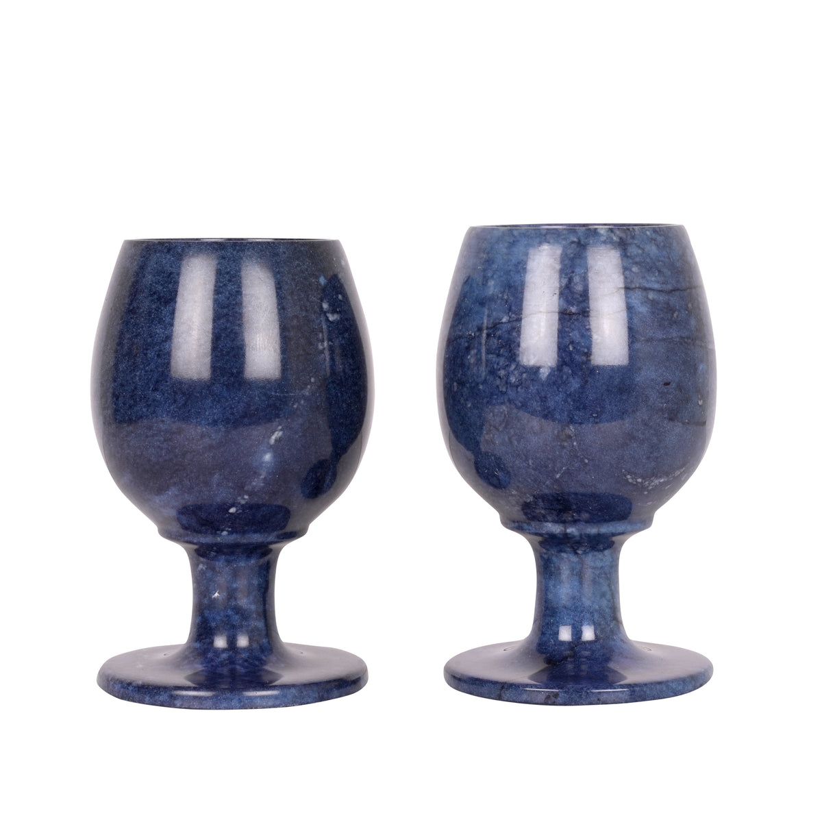 Set of 2 Handcrafted Blue Onyx Goblets with Smooth Polished Finish – Decorative & Functional Drinkware