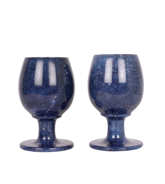 Set of 2 Handcrafted Blue Onyx Goblets with Smooth Polished Finish – Decorative & Functional Drinkware