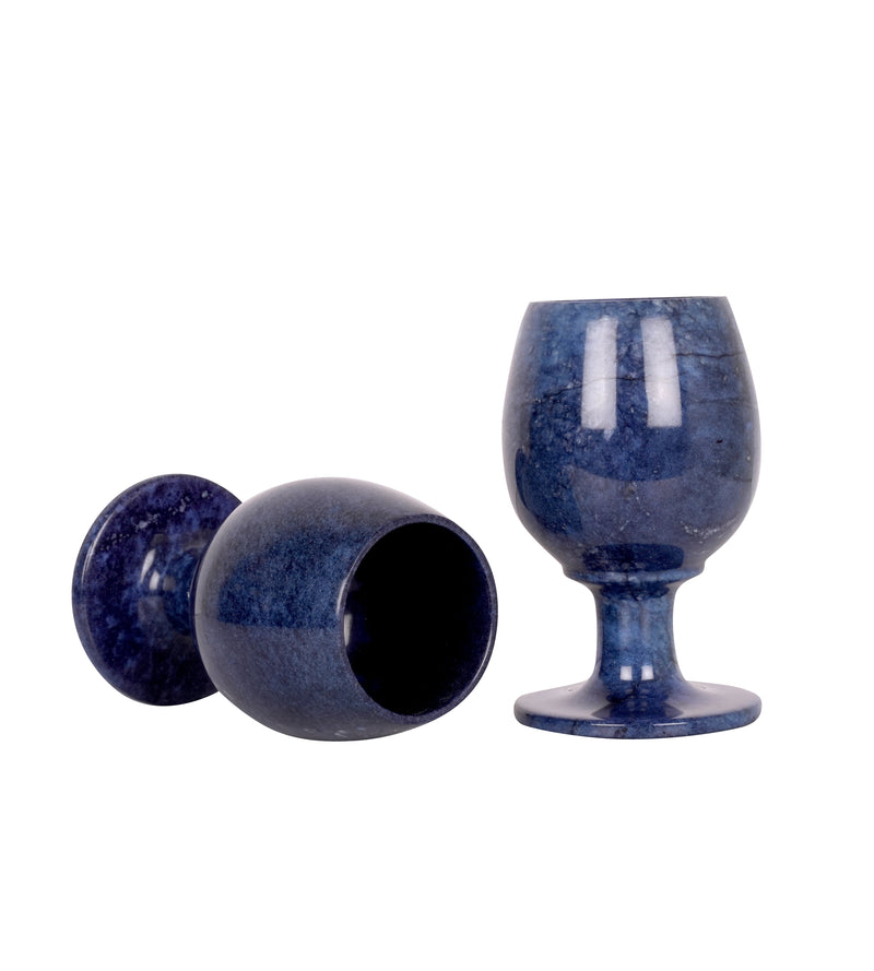 Set of 2 Handcrafted Blue Onyx Goblets with Smooth Polished Finish – Decorative & Functional Drinkware