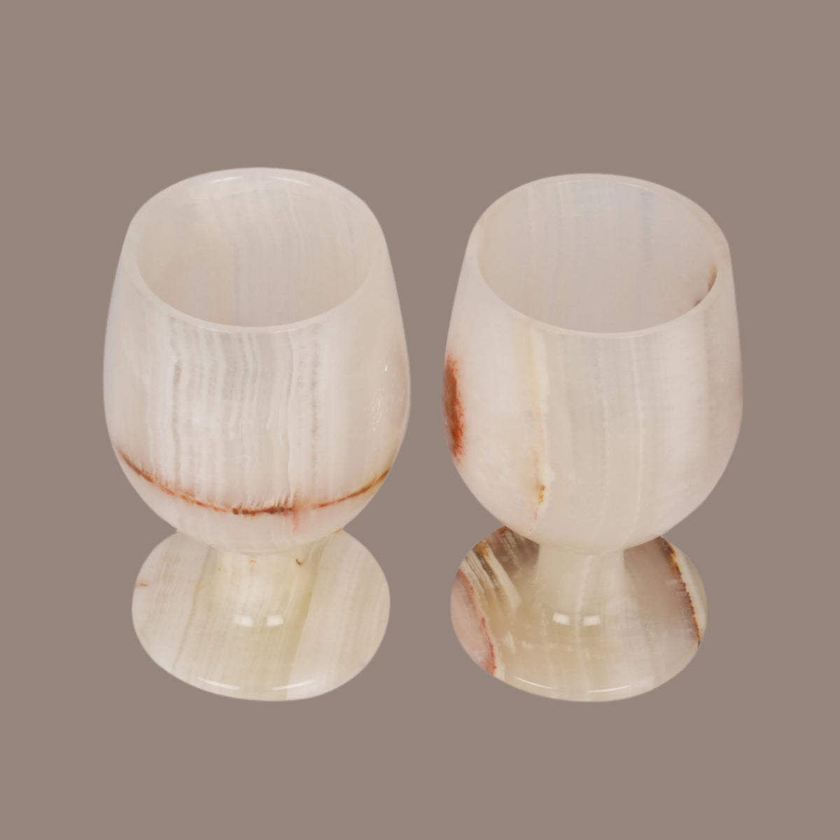 Set of 2 Elegant White Onyx Goblets with Smooth Finish – Handcrafted Drinkware for Luxury Dining