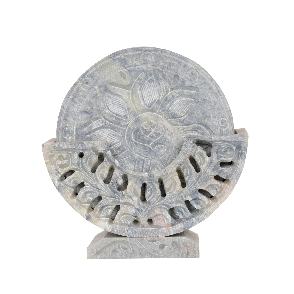 Set of 6 Handcrafted Marble Coasters with Intricate Carvings