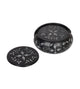 Handcrafted Black Marble Coasters with Floral Inlay - Set of 6